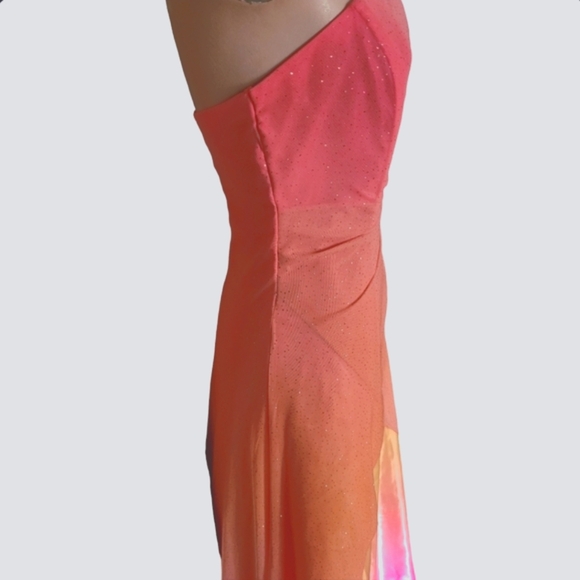 Jump Apparel Rainbow Sherbert Pink Orange Strapless Sparkle Dress Size 5/6 - Picture 5 of 16